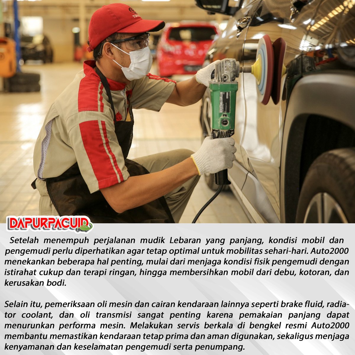 Dapurpacu_id's tweet image. Perjalanan mudik sudah selesai, saatnya kembali menjaga performa mobil dan kesehatan tubuh! Cek kondisi fisik, bersihkan mobil, dan pastikan oli serta cairan kendaraan tetap optimal supaya siap menemani mobilitas sehari-hari dengan nyaman dan aman.

#autofamily #auto2000 #mobil