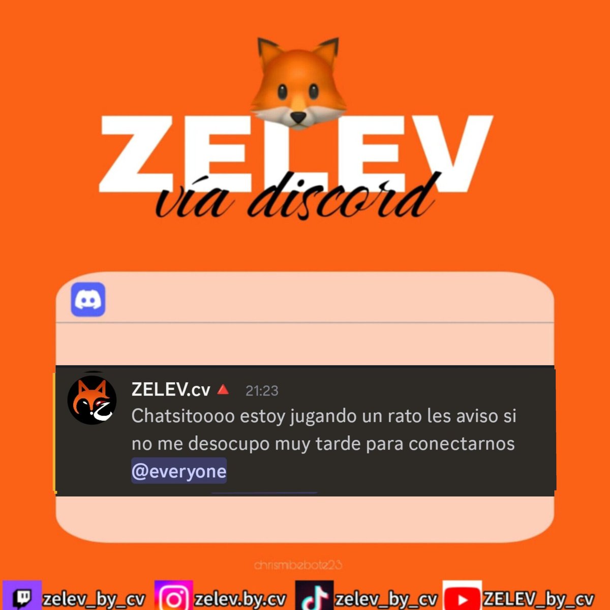 ⌨️ Mensaje de Zelev (<a href="/christophervele/">Christopher Velez 🔺</a>) a través de su canal de Discord 🦊🧡

#zelevbycv