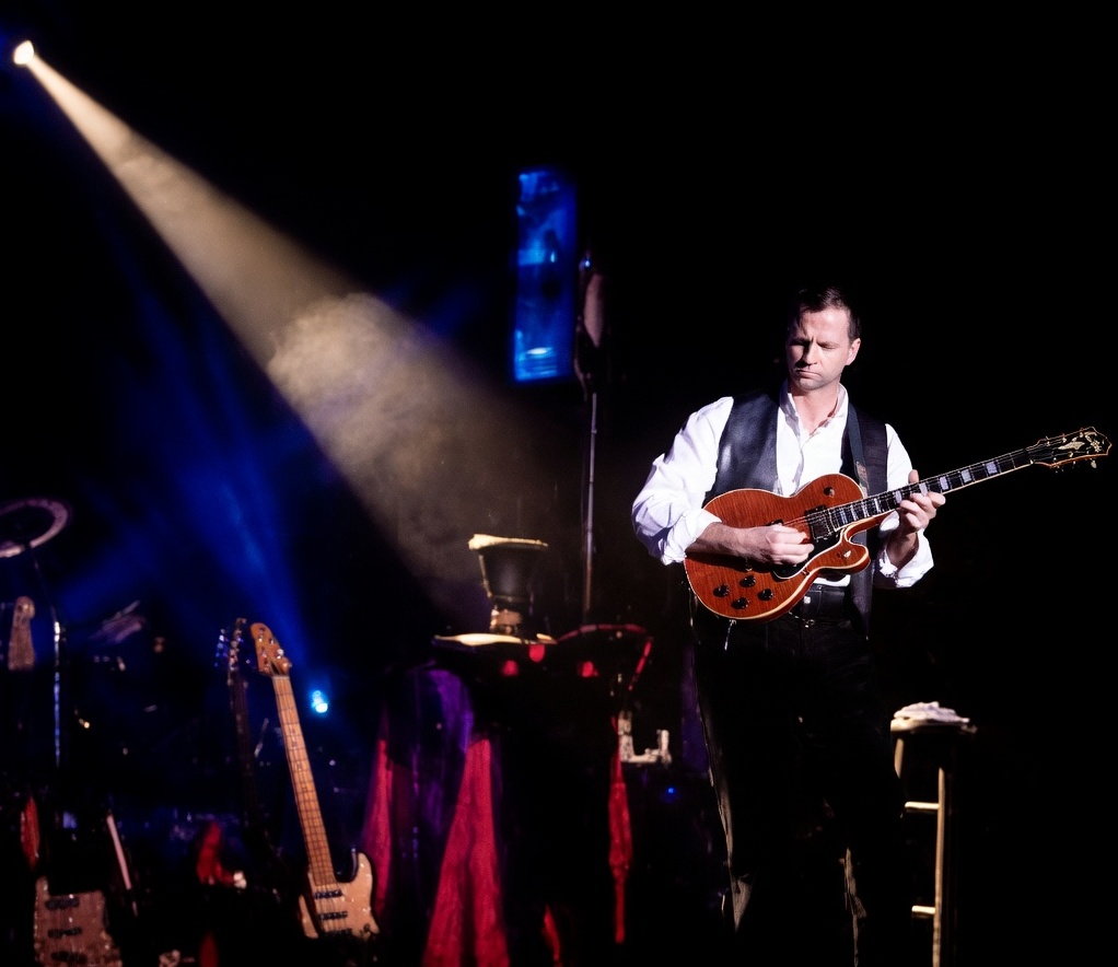 A photo from a 2004 live performance. I had seven of my guitars on stage, but used my 78 <a href="/HagstromGuitars/">Hagstrom Guitars</a> Swede most of the night.