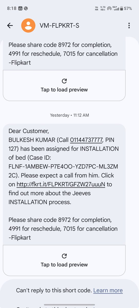SandyJewaliya's tweet photo. @flipkartsupport @Flipkart 
It's 7th time when Your technician BULKESH KUMAR giving me 1 second missed call and after showing customer not picking call
And Flipkart again and again giving my installation services giving the same man... https://t.co/cye01Xlnwh