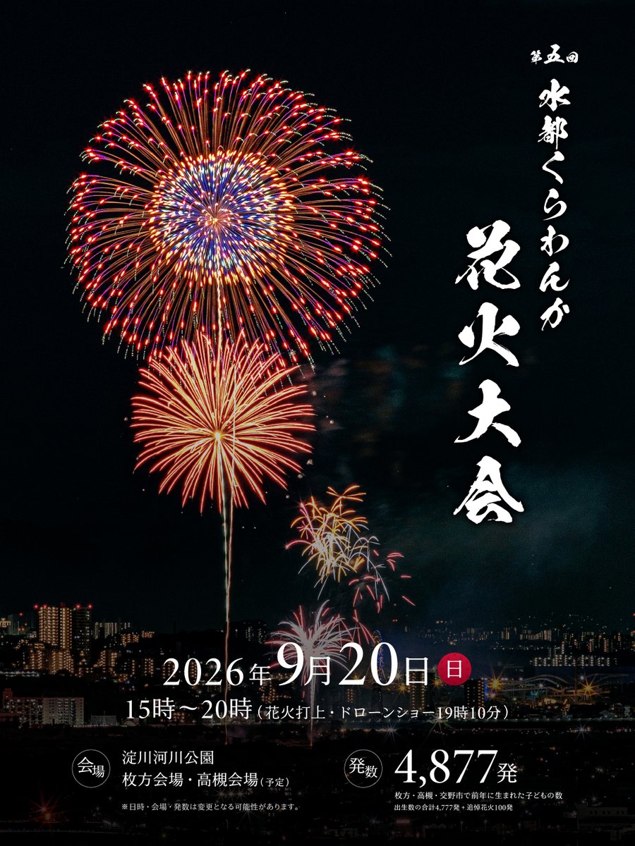 水都くらわんか花火大会【公式】 tweet media