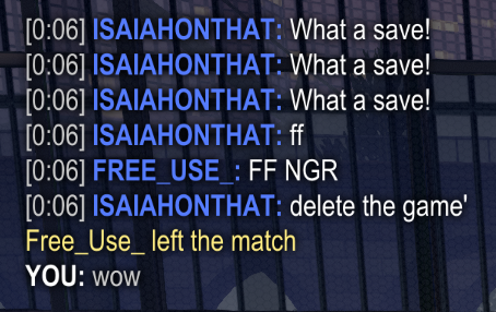 MNGaming87's tweet photo. @EpicGames @RocketLeague   ya'll really need to start monitoring / banning for this shit in chat. https://t.co/mwVzwnanBZ