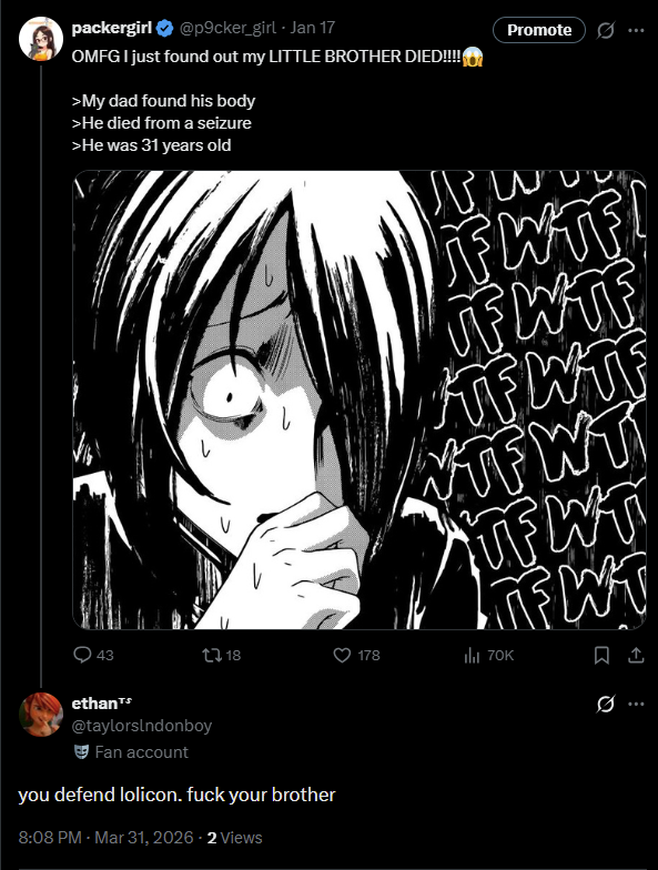 Instead of having the funds raised to have my rent paid or be able to see my grieving family (who I haven't seen since my brother's funeral)😡

I have to deal with these schizo mfs attacking my DEAD BROTHER over DRAWINGS🤬