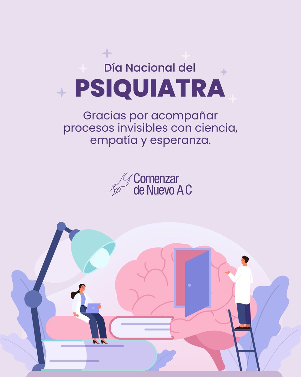 ComenzarN's tweet photo. Hoy reconocemos la labor de las y los psiquiatras que acompañan con conocimiento, sensibilidad y compromiso a quienes atraviesan momentos difíciles en su salud mental.

#DíaNacionalDelPsiquiatra #SaludMental #ComenzarDeNuevo #Esperanza #Psiquiatría https://t.co/8nS9gI5LA5