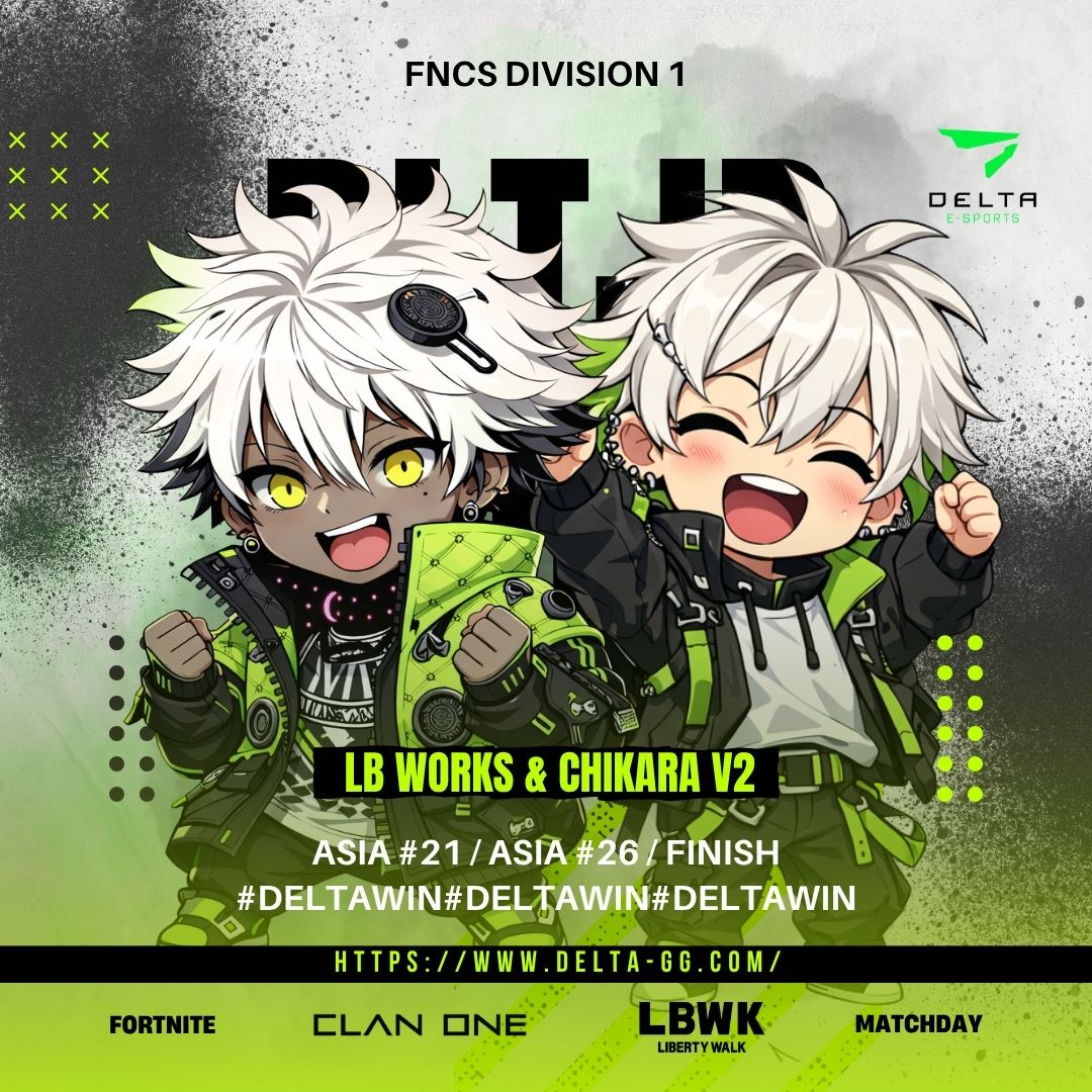 DELTAGG058's tweet image. 『 FNCS DIVISION 1 #FORTNITE 』

LBworks選手 #21【@LBworks_fn】
ちからv2選手 #25【@chikaraa67】

以上のメンバーが予選突破👊
4月4日に行われる決勝へ進みます🔥

選手への応援よろしくお願い致します💬

引き続きDELTA ESPORTSをよろしくお願い致します。

#DELTA #DELTAWIN