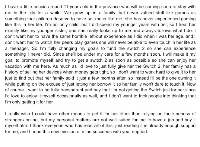 Im changing my motive for getting a switch 2 moving forward

this might affect how hard i push for it so i might be a bit more annoying in ur tls, but i hope you will all still continue support me in this. 🤍 

(sorry for the long text 💔)
throne.com/kotzysh
