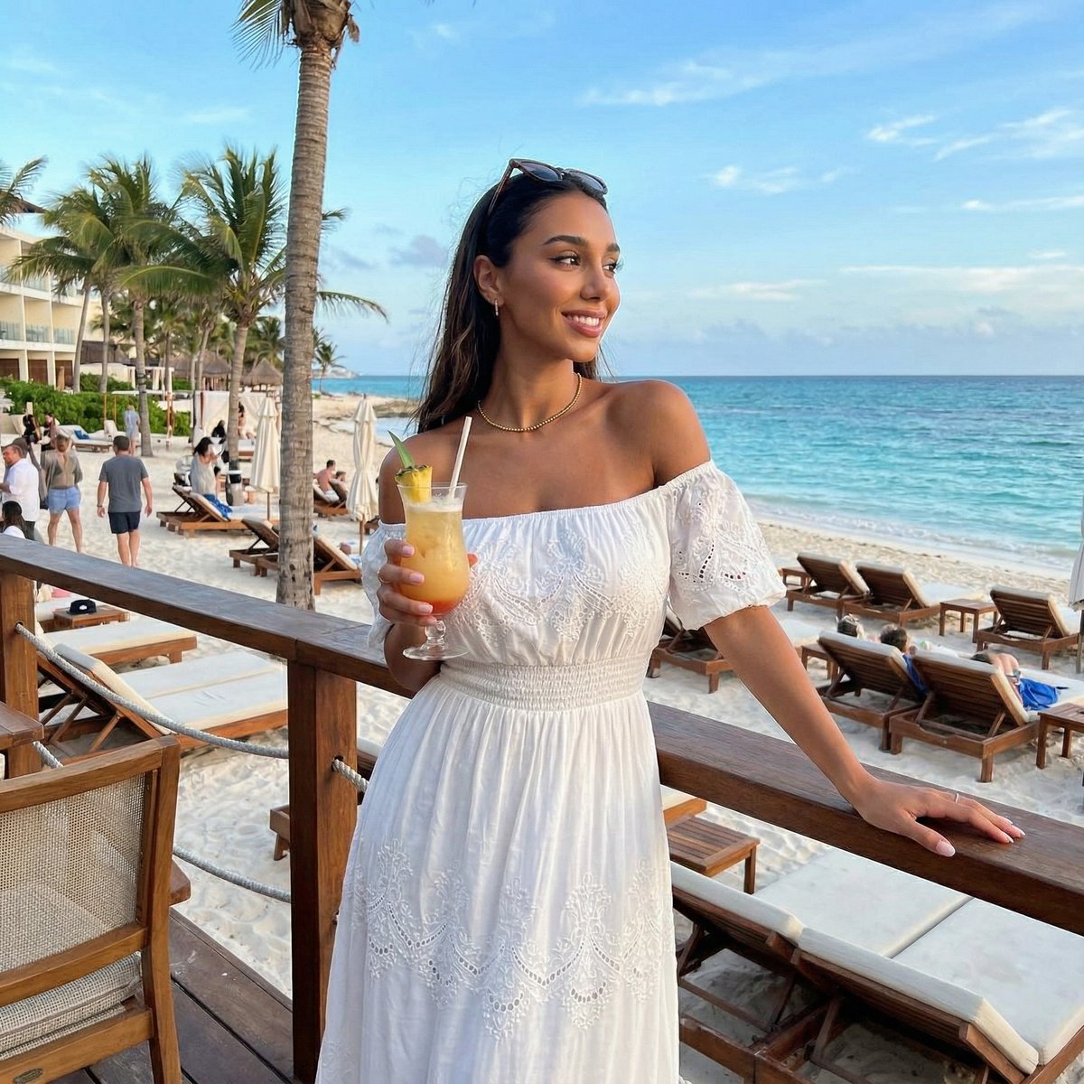 OserveCreateAI's tweet image. Golden-hour rooftop in sleek black, elegant emerald grace at the gallery, velvet sophistication with a martini, and breezy white perfection on the beach. ✨🌴🌆🍸 The journey from paradise to penthouse never looked this good 🔥 #AIGirl #AIArt #LuxuryVibes #RooftopGlam