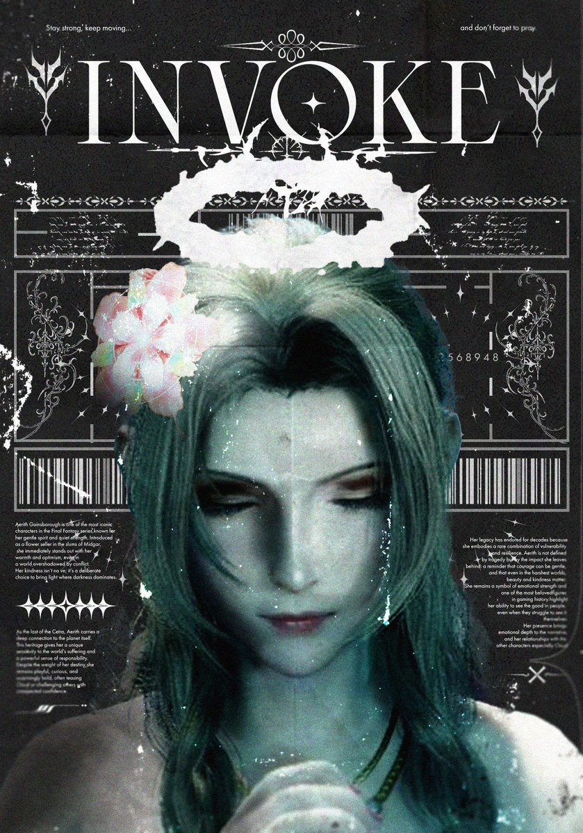 Petit Poster de Aerith, on teste des truc je me suis beaucoup amuser à le faire. 
Hésitez pas à RT comme d'hab ça fait plaisir !