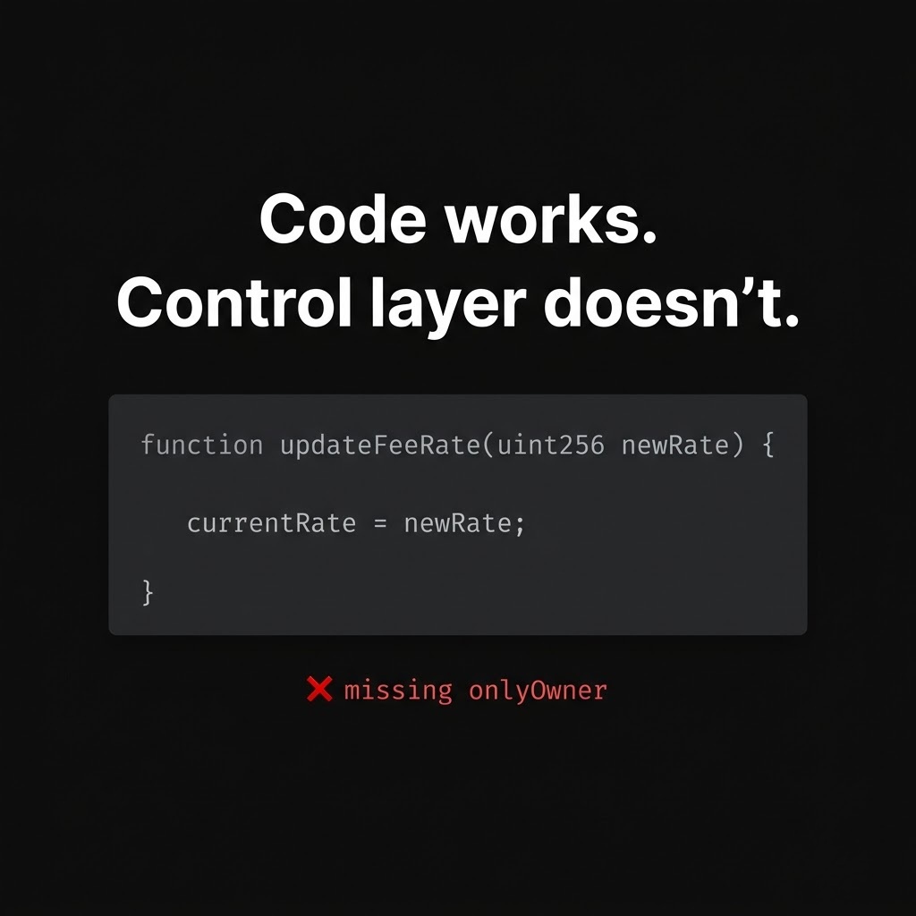 AI-built DeFi is shipping fast.

Pattern I keep seeing when I audit on-chain/off-chain projects: Code works. Control layer doesn't.

- Missing access control
- Upgradeable = 1 tx takeover
- Safety checks silently removed

Not new bugs. Just replicated at scale.
AI writes code,