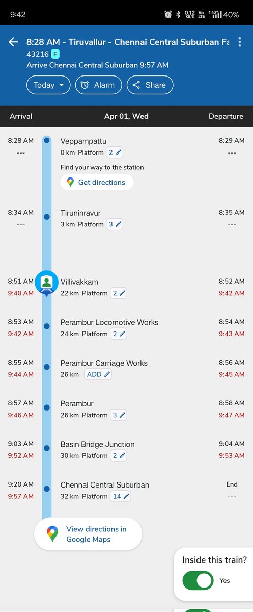 its_menaresh's tweet photo. @GMSRailway @DrmChennai Train No 43216 almost running delay 2,3 time in a week, today today running late by 50 mnts still not reached  central standing in singal between loco to carriage @RailMinIndia  repated delay very suffering day by day take action pls https://t.co/zTVn1GurHw