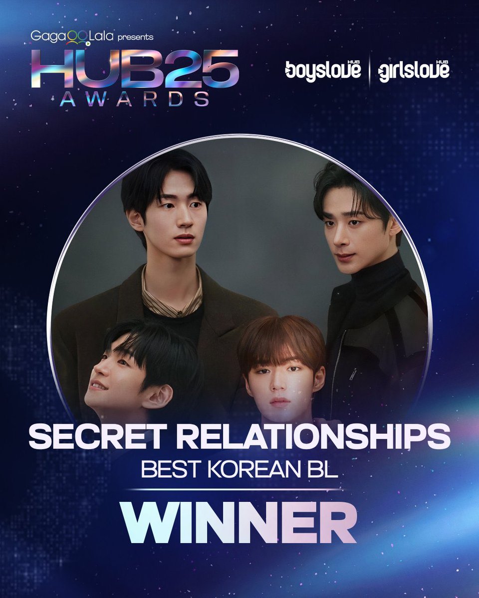 [AWARD] 260401 | <a href="/hubboyslove/">BoysLove Hub</a> X post

JUNSEO’s drama “Secret Relationships” has won two awards from #HUBAwards2025 presented by <a href="/gagaoolala/">GagaOOLala</a> and <a href="/hubboyslove/">BoysLove Hub</a>!

A physical trophy will be presented! 

🏆 HIGHLIGHT OF THE YEAR - SOUTH KOREA
🏆 BEST KOREAN BL

Congratulations to