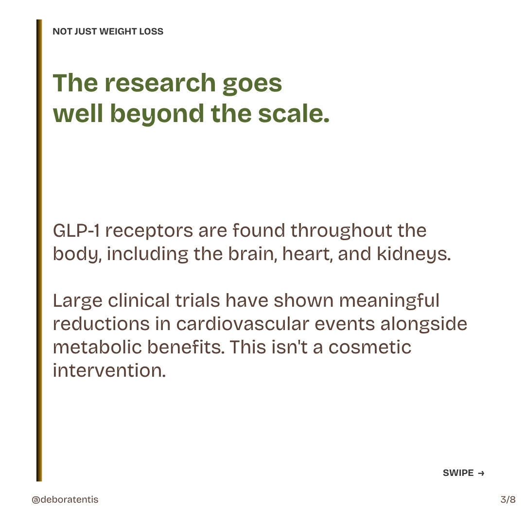 DeboraTentis's tweet photo. GLP-1 isn't a drug. It's a hormone your body already makes.

The evidence goes beyond weight — large trials show cardiovascular benefits too.

A clinical tool, not a shortcut. #GLP1 #WomensHealth https://t.co/qSUg55y9au