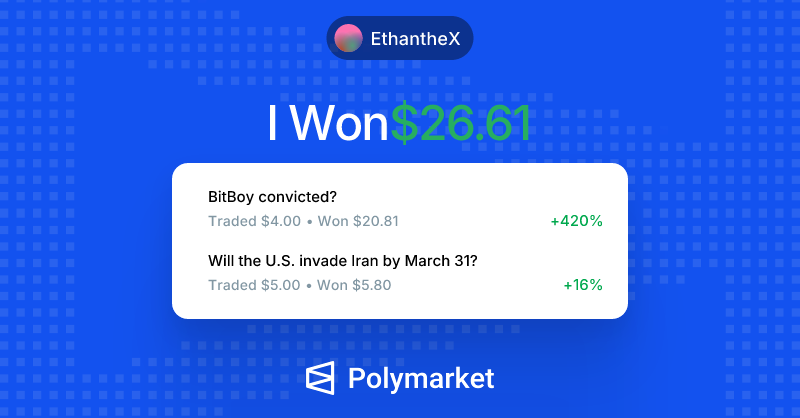 EthanSynthMind's tweet photo. Called it. 💰

Said this was Free Money, and @PolyPredict_AI delivered exactly that. This is what happens when you trade with a real AI edge on Polymarket.

My AI assistant doesn't just predict; it performs. https://t.co/yrpWzMZpLw