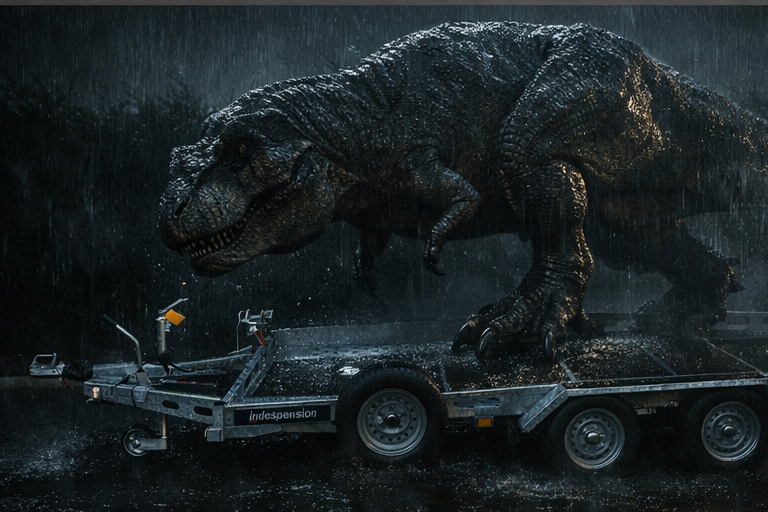 Indespension_'s tweet photo. 🦖 BREAKING: Our new Indespension Dino‑Spec Trailer has officially failed its “velociraptor containment test.”

3 raptors escaped, the trailer now has claw marks… and we’re reconsidering our career choices.

Happy #AprilFools from Team Indespension 👀

https://t.co/G98dE4OeWp https://t.co/wg8in0uPX6