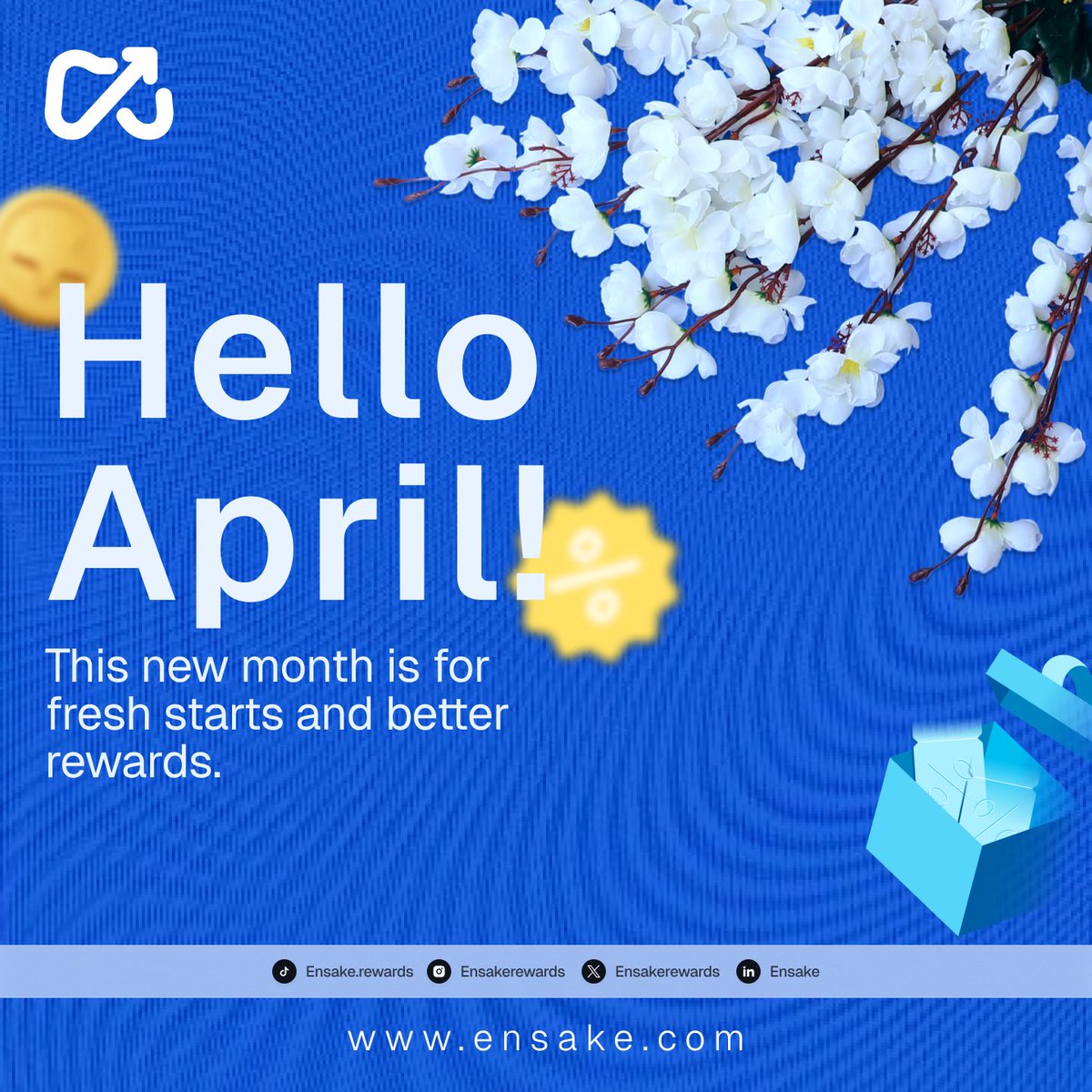 Ensakerewards's tweet photo. We’re starting April with a bang! 

New hope, new ideas, new opportunities, More Rewards. 

Happy new month! 

#ensakerewards https://t.co/m1n2sB0yjv