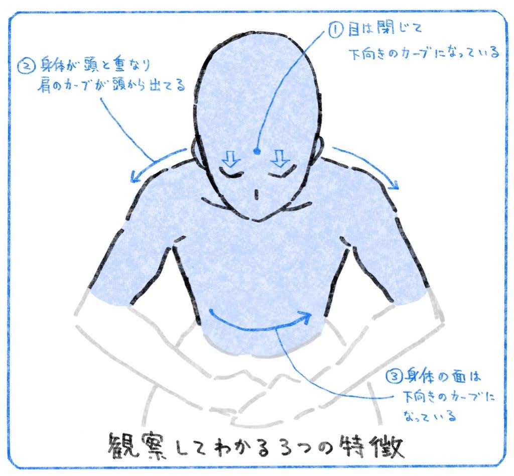 お辞儀ポーズを描きたいときにどうぞ。
#それっぽく描くコツ 