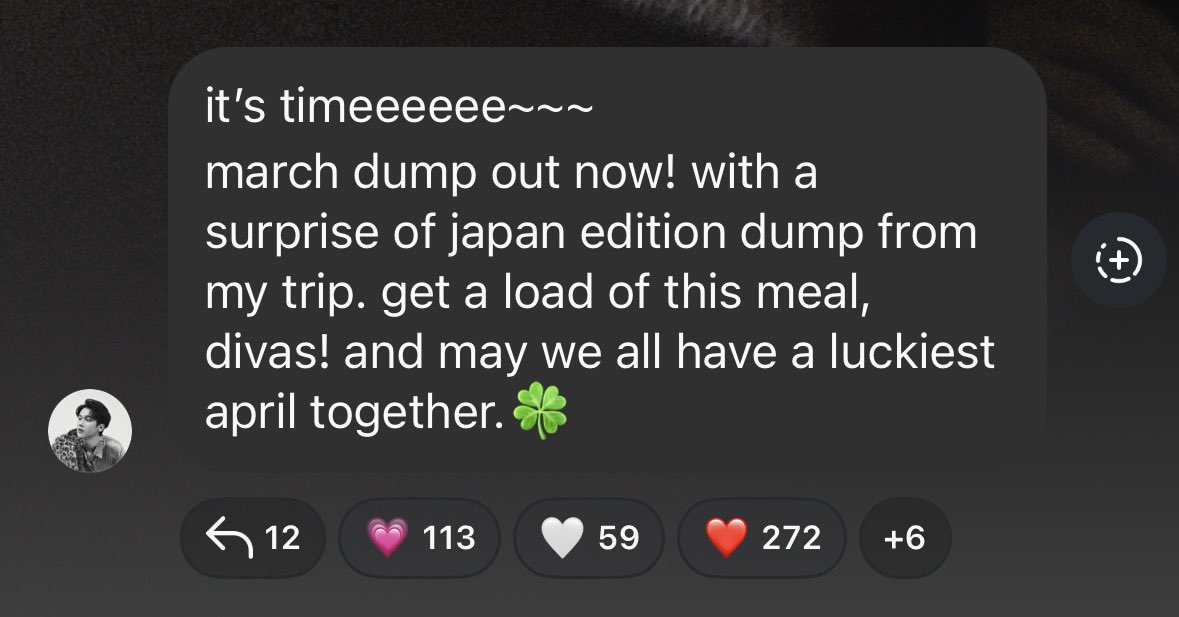 JimmyOhmUSA's tweet photo. #JimmyOhmUpdates 04.01.2026
@/ohmkrit IG channel “Divas🐈⬛”:
it’s timeeeeee~~~
march dump out now! with a surprise of japan edition dump from my trip. get a load of this meal, divas! and may we all have a luckiest april together.🍀
#ohmkrit 🐈⬛ ⋆˚✰ ݁˖⭑.ᐟ https://t.co/j2jRRt7QL1
