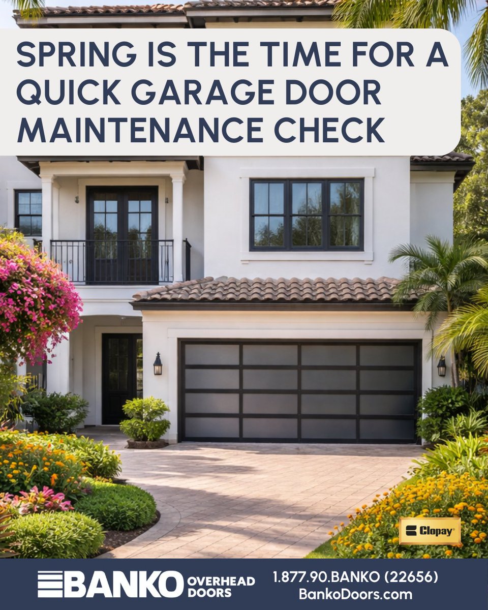 BankoDoors's tweet photo. Spring is the perfect time to give your garage door a quick maintenance check. 

Schedule Online Today:  https://t.co/Em9P8fI4zG

#BankoOverheadDoors #GarageDoorMaintenance #FloridaHomes #SpringHomeMaintenance #BankontheBEST https://t.co/xe7GJlBhux