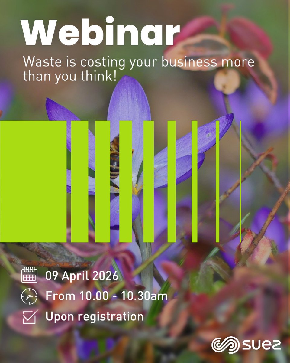 suezUK's tweet photo. Inefficient waste management is quietly draining budgets. 

Our webinar reveals how circular thinking can reduce costs, strengthen compliance and boost sustainability performance.

Real examples. Practical insights. Clear opportunities.

Register today:  https://t.co/yEL0p25YVl
#SUEZUK #WasteHierarchy