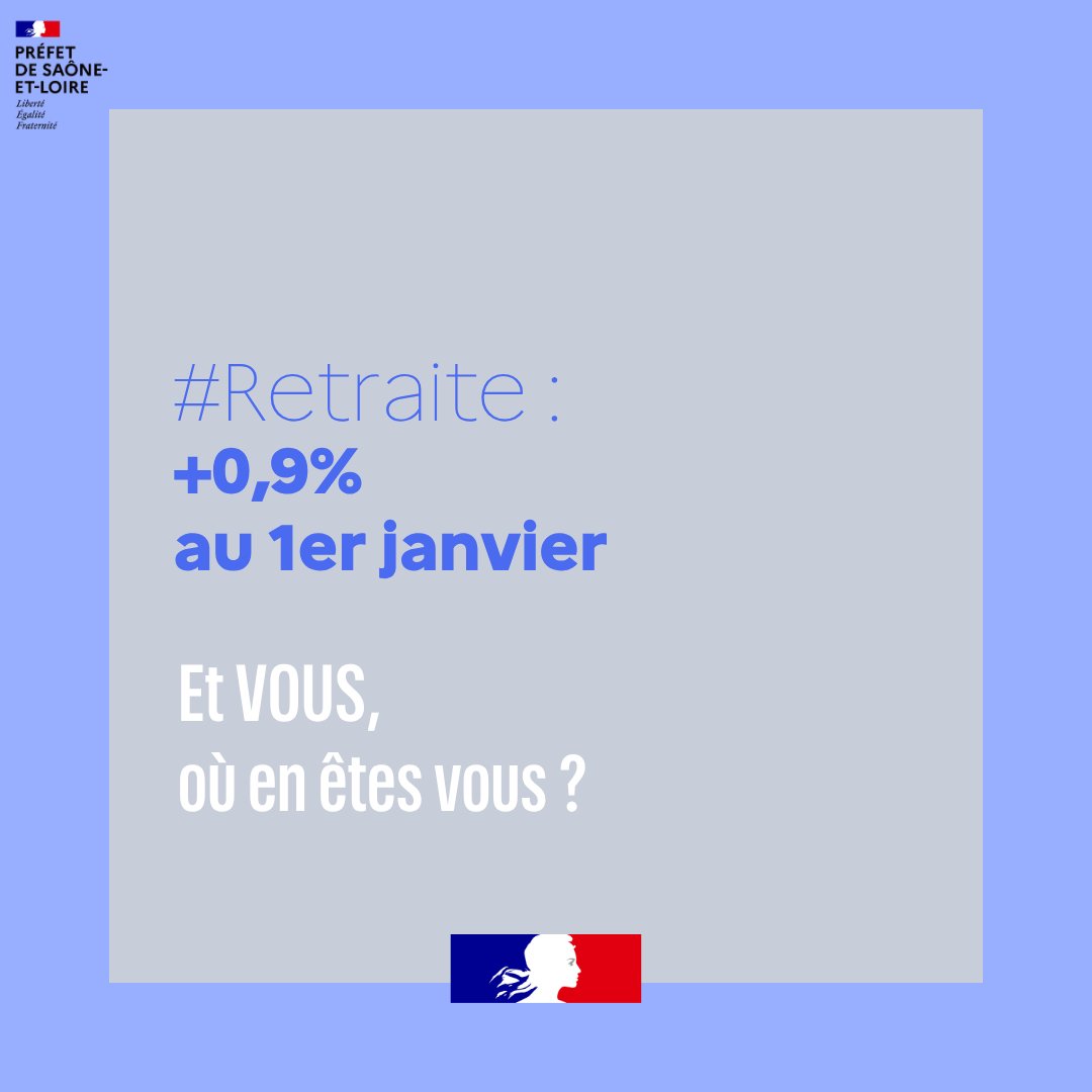 Prefet71's tweet image. Les pensions de #retraite de base ont été revalorisées.

Mais au-delà du pourcentage, une question :
👉 Avez-vous déjà estimé votre future retraite ?

Ça prend seulement quelques minutes.
