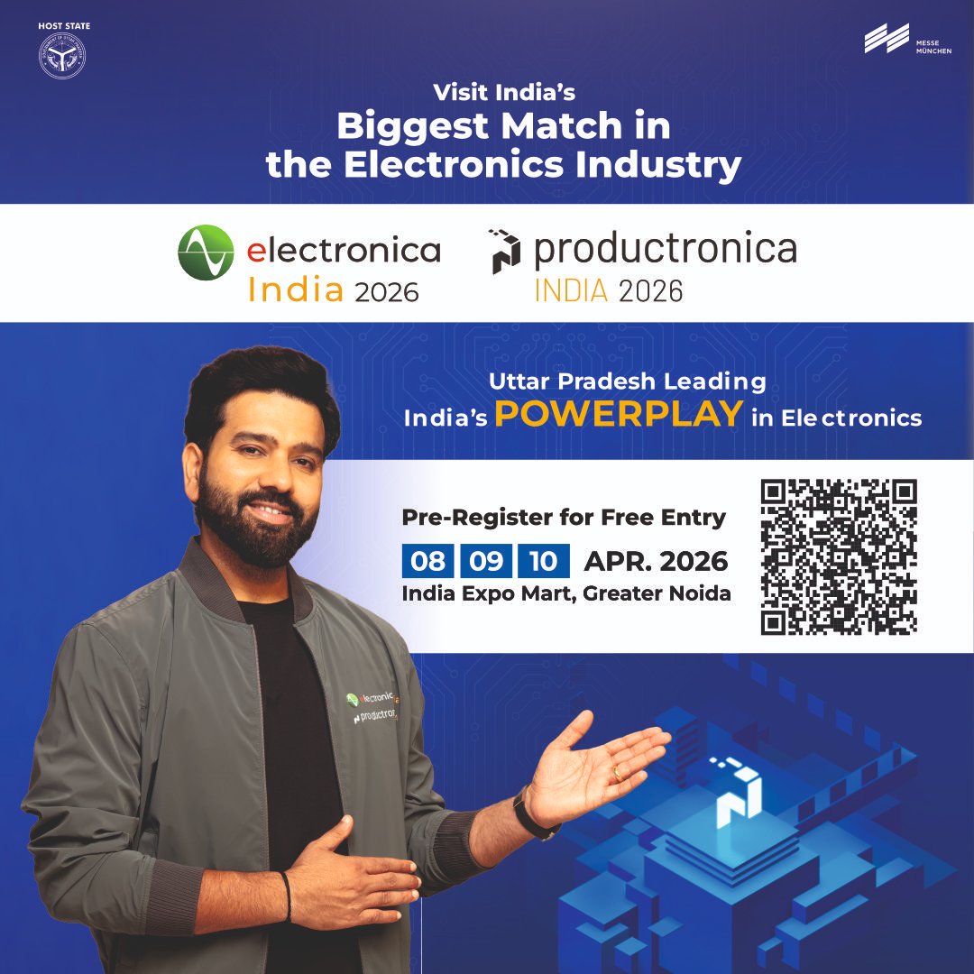 TimestechBuzz's tweet image. We’re proud to partner with @ep_MMI 2026 ⚡

Join the biggest electronics industry gathering at India Expo Mart, Greater Noida (8–10 April) with 400+ exhibitors &amp;amp; 1000+ innovations from 20+ countries.

Register: bit.ly/epmediapartner

#electronicaIndia #ElectronicsIndustry