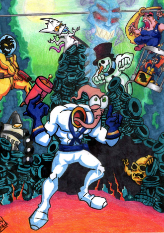 AbisDraw's tweet image. Volví con mis dibujos, dedicado a uno de mis juegos favoritos de la Super Nintendo.

#earthwormjim #snes #retrogames #traditionalart