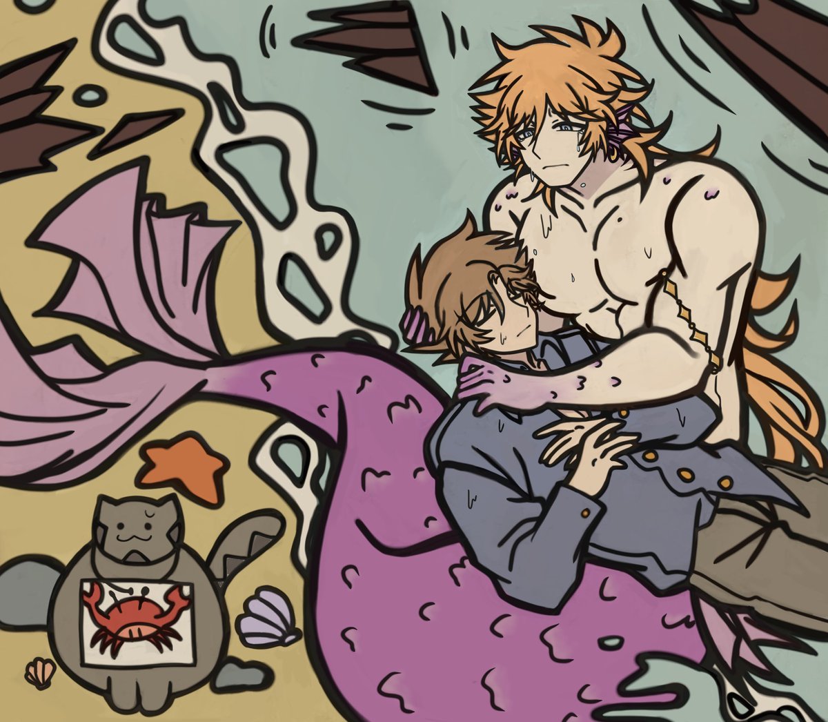 Nheh_VaTrungg's tweet photo. Little Mermaid AU but Ringo eats the crab๐ญ๐ญ๐ญ.
#MattTom #MatTom https://t.co/DZ4823R9jj