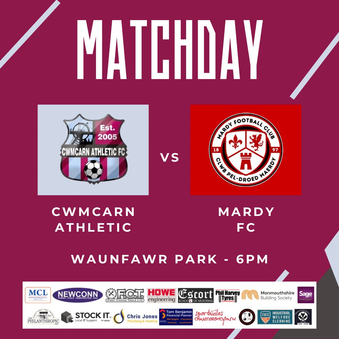 Matchday! ⚽️

First Team (H)
🆚 <a href="/mardy_fc/">Mardy FC</a> 
🕑 18:00
🏟️ Waunfawr Park

This evening, we welcome Mardy FC to Waunfawr Park as our First Team return to home action. Good luck lads!

#UppaCarn 🟣🔵