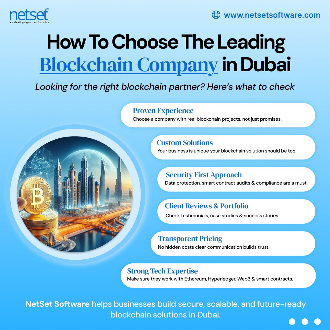 NetSet_Software's tweet photo. How To Choose The Leading Blockchain Company in Dubai ๐
Why Choose NetSet Software?
โข 100+ global projects
โข Secure & scalable blockchain solutions
๐ Get in touch:
๐ https://t.co/9F0Xhpqn2g
๐ง sales@netsetsoftware.co
#Blockchain #Web3 #DubaiTech #Crypto #NetSetSoftware https://t.co/yFH33kdYxF