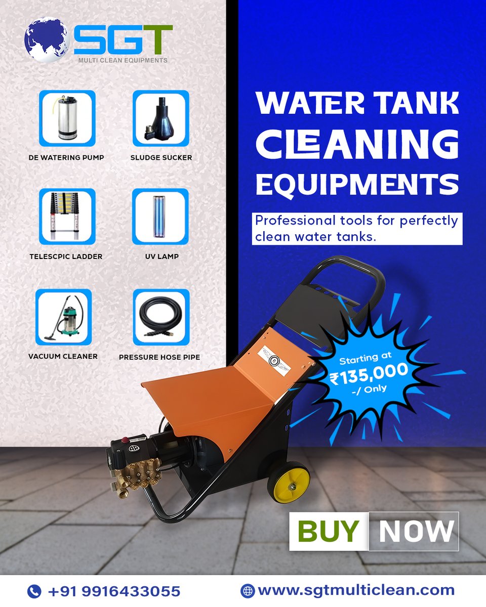 MulticleanSgt's tweet image. Maintain hygiene with SGT Multiclean Equipments water tank cleaning equipment. Powerful tools ensure safe, efficient, and professional tank cleaning every time.

🛒 Shop now: sgtmulticlean.com

#sgtmulticlean #watertankcleaning #tankcleaningequipment #cleaningequipment