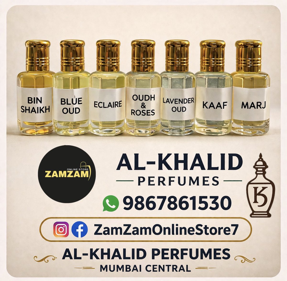 KhalidPalanpuri's tweet photo. Premium Attar Collection | AL-KHALID PERFUMES Mumbai Central | Luxury Oud & Floral Fragrances
#AlKhalidPerfumes
#AttarCollection
#OudFragrance
#MumbaiCentral
#LuxuryPerfume https://t.co/qae3Xo49D3