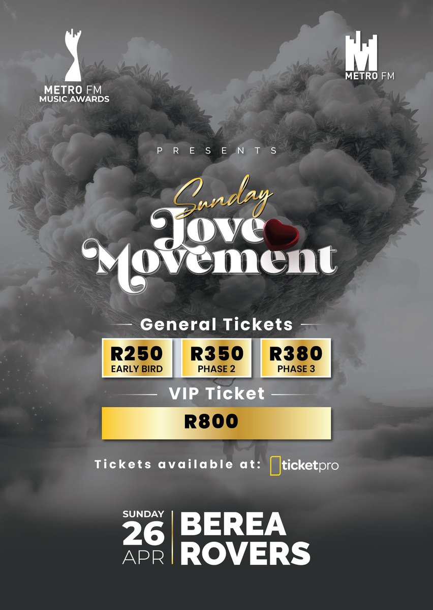 WozobonaMedia's tweet photo. @TicketProSA is where you’ll get your tickets at… https://t.co/vSWOWBQlWY