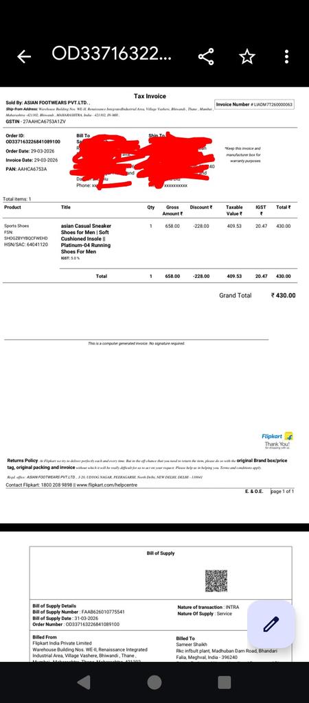 husen3486's tweet photo. @flipkartsupport 👇First, please clarify this: ₹579 was deducted from me via UPI, yet the bill I received was for ₹430. How is this possible? What are the consumer guidelines regarding this? We, too, deserve to know. https://t.co/ShvEaYUZlV