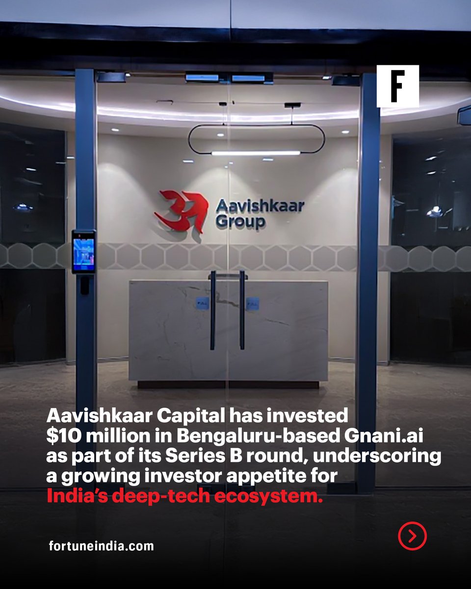 AavishkaarVC's tweet image. Fortune India covers the Series B investment of USD 10 Mn by Aavishkaar Capital into Gnani AI

@Raivineet @GnaniAi @AavishkaarVC @anurage @SowmyaSuryan @FortuneIndia 

#AI #DeepTech #IndiaTech