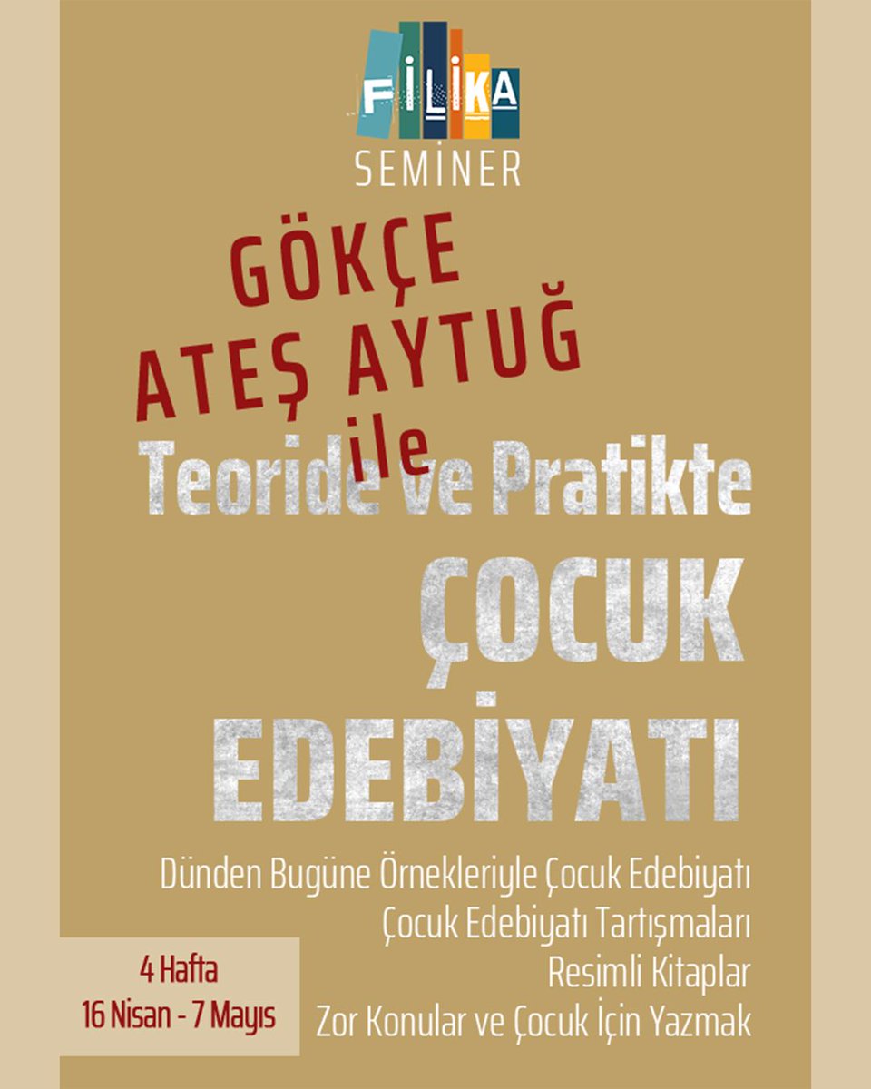 Filika’da seminer programlarımız başlıyor 🍀 İlk durağımız, edebiyat.

Yazar ve yayıncı Sevengül Sönmez, şair ve yazar Asuman Susam ve çocuk kitapları editörü Gökçe Ateş Aytuğ ile seminer programlarımıza filikakitap.com sitemizden kayıt olabilirsiniz.

#filikakitap