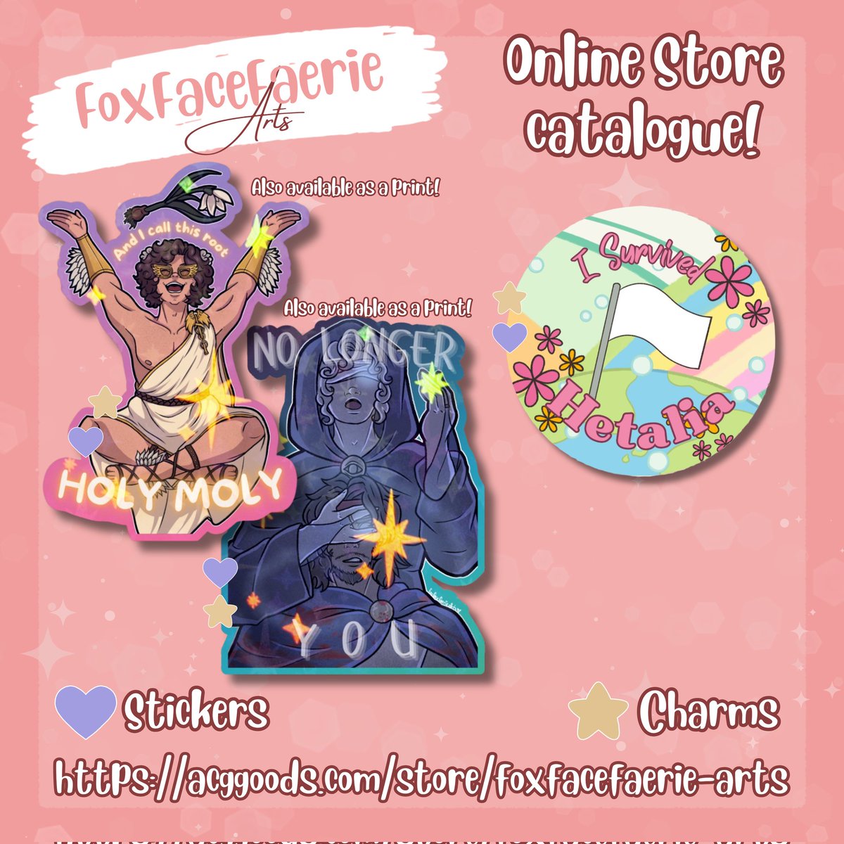 foxfaeriearts's tweet image. ONLINE STØRE CATALOGUE NOW UPDATED!

My ACG store is updated! Please use the QR code to access the store via my Carrd, use the link in my bio or even the URL on the post 💕✨️ support a small artist today!
♡
#acggoods #stickers #charms #fanart #originalart