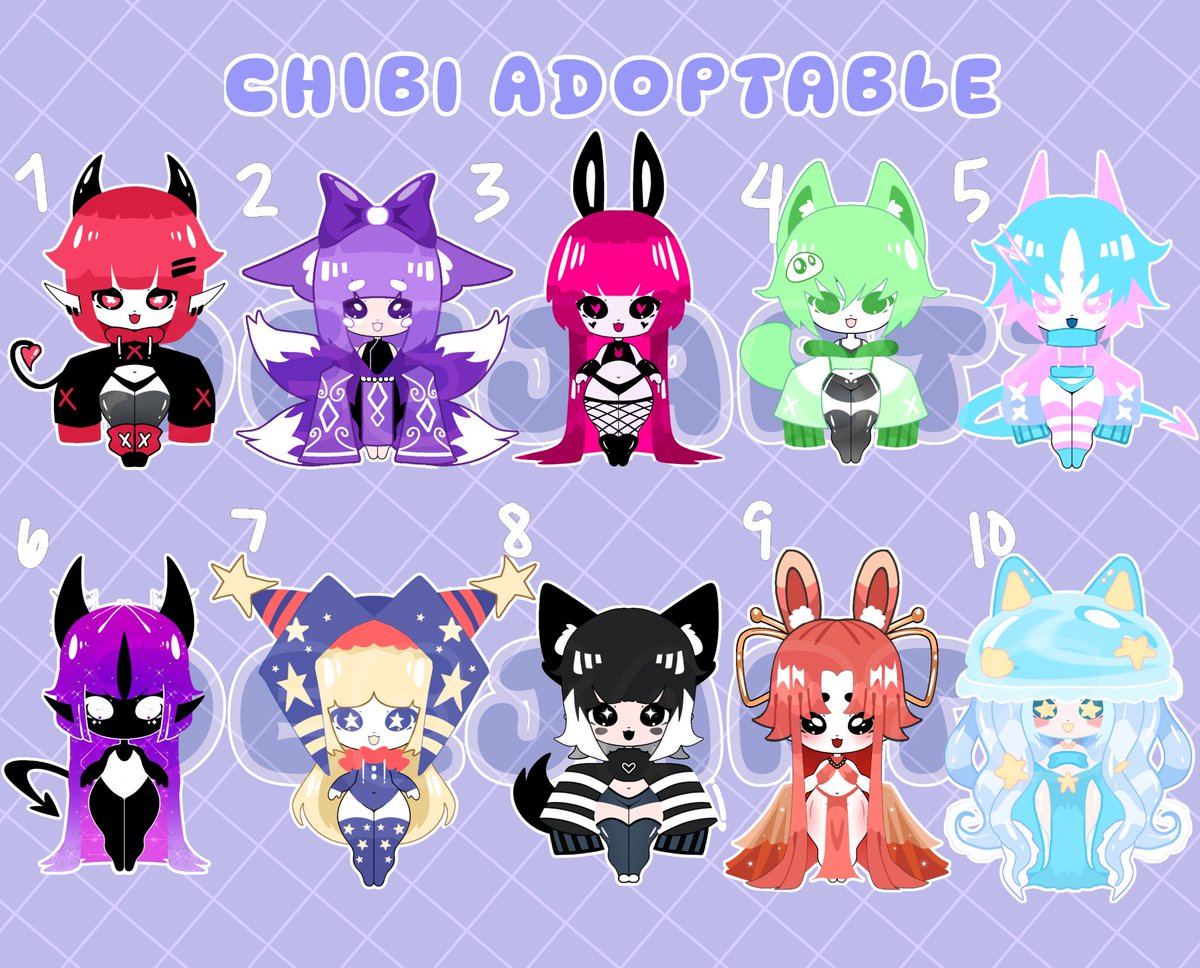 ✨️Chibi Adopt ✨️

SP1 $6
Sp2 $9 (commercial use)

rules
-usd rate - paypal/gcash/kofi
-will get the adopt with/without bg
-no holds pls
-design by deej art
-can do slight tweaks
-base by Deimos Huichi