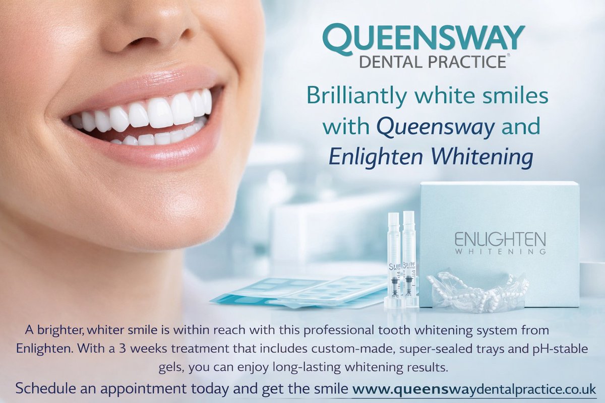 Get a brighter smile in 3 weeks ✨
Enlighten Whitening at Queensway Dental Practice 😁
Book now 👉 queenswaydentalpractice.co.uk
#TeethWhitening #Smile
