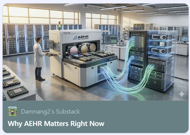I recently took a deep dive into $AEHR.
If you are interested, please visit my Substack and read the article.
(This article is exclusive to Substack.)

open.substack.com/pub/damnang2/p…

Some of you may have come across this company simply as a silicon photonics beneficiary, but in my