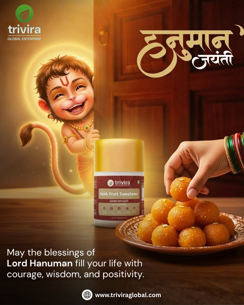 TriviraGlobal's tweet photo. May Lord Hanuman bless your life with courage to overcome challenges, wisdom to make the right choices, and positivity in every step you take 💫

Wishing you and your family a joyful and blessed Hanuman Jayanti 🙏✨

#TriviraGlobal #HanumanJayanti #HealthyLiving #Stevia https://t.co/EufaX2QAbQ