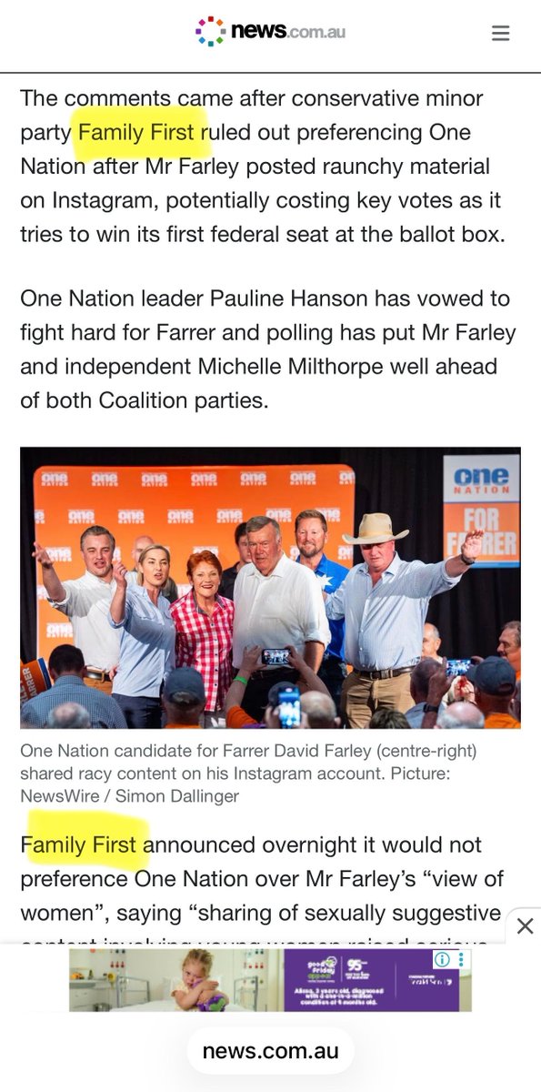 FamilyAu's tweet image. Family First's reasons for not recommending its number two preference to One Nation in Farrer have been picked up by mainstream media.

Family First will always fight for the dignity of young women.

#TakeThePressureOffFamilies 

Vote 🗳️ 1 #FamilyFirst