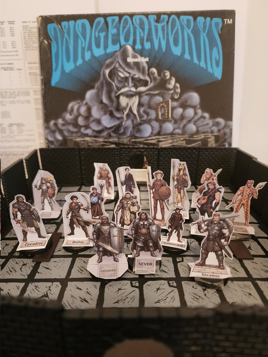 LL_929's tweet photo. I printed three more #Trollopulous characters and found something to use with them. I've had these Dungeon Works magnetic tiles in a box--probably since the 90's--and I know I've never used them before. Now is the time. https://t.co/CCn3zwrrMT