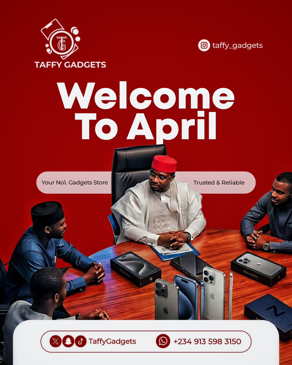 TaffyGadgets's tweet photo. New Month. New Tech. New Goals. 🚀
Welcome to April from all of us at Taffy Gadgets! We’re ready to help you navigate the month with the latest gadgets. 

What’s on your tech wishlist this month? Let us know in the comments! 👇

📍 Your No.1 Gadgets Store
📞 +234 913 598 3150 https://t.co/gtCE8muz4R