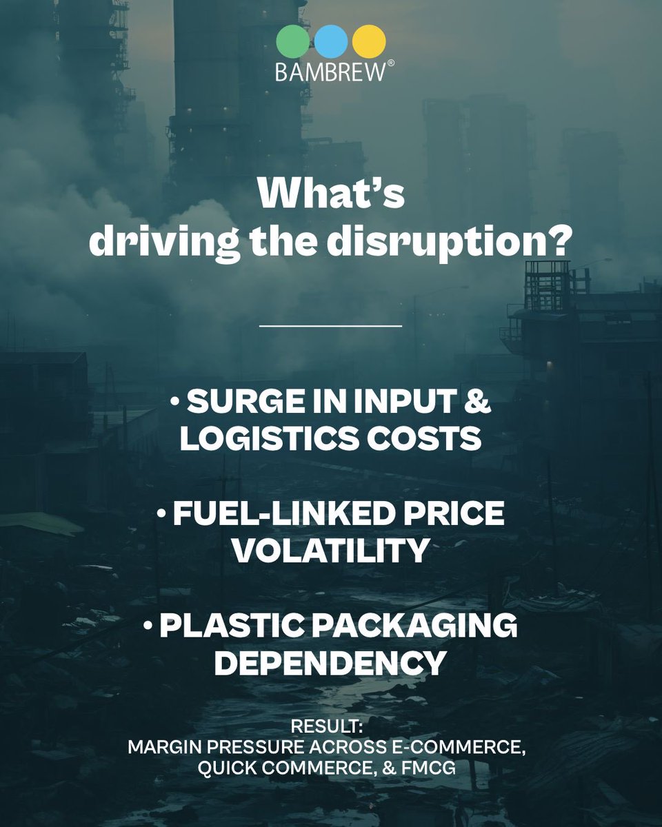 Bambrew_2019's tweet photo. Supply chains aren’t just operational—they’re strategic risks.

Rising costs, fuel volatility, and delays expose a deeper issue: dependence on plastic packaging.

Smart brands are shifting to compostable, non-fossil solutions for resilience and stability. https://t.co/WY2Wf9j0Gx