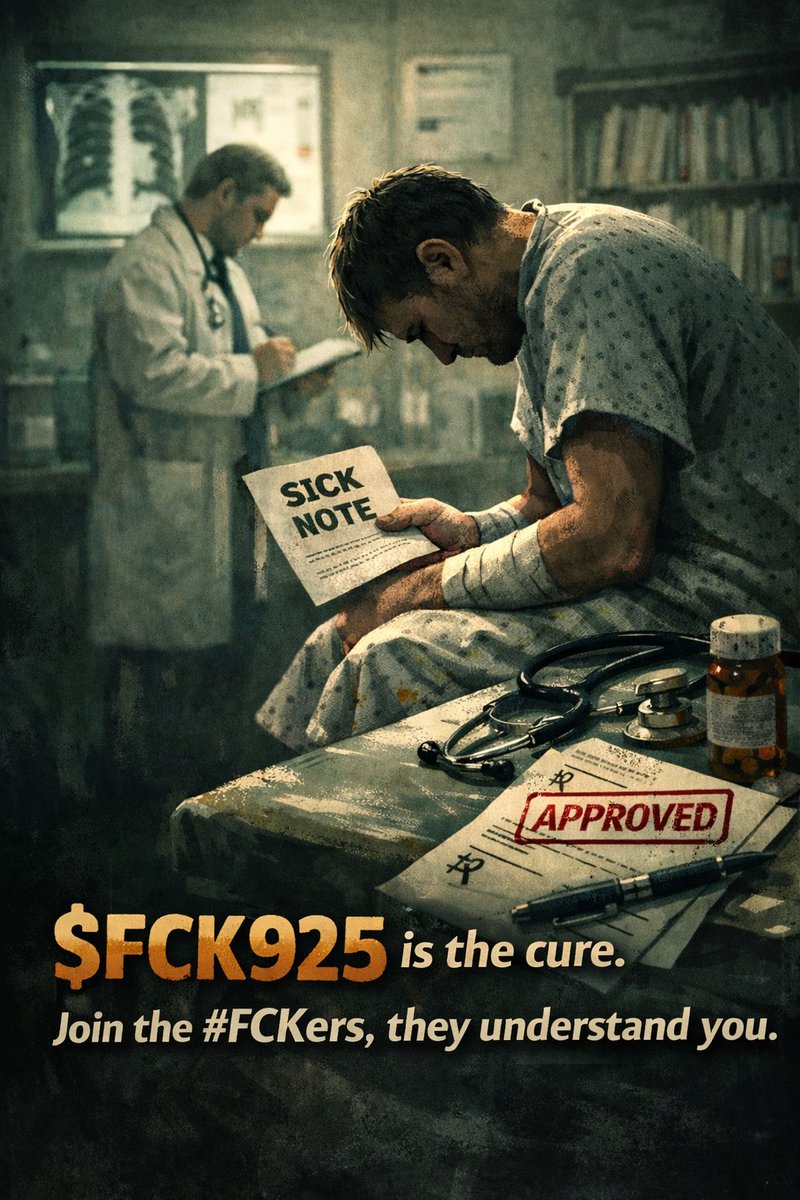 NFThvar's tweet photo. You get sick…
and suddenly you’re allowed to rest.

Doctors. 🏥
Papers.
Approvals.

Permission to stop.

Think about that.

You need to be broken
just to take a break.
That’s not normal.
That’s the system.

$FCK925 is stepping out of it.

#FCK925 @FCK925coin  #ExitfromMatrix https://t.co/6xbhrGpm3g
