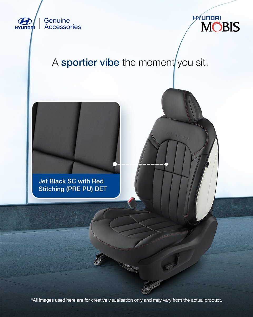 HyundaiMobisIN's tweet image. Comfortable drives start with the right seat covers. Choose Hyundai Genuine accessories by Mobis for a comfortable drive. 
#HyundaiMobis #theNewHyundaiVerna #CarAccessories #HyundaiGenuineAccessories