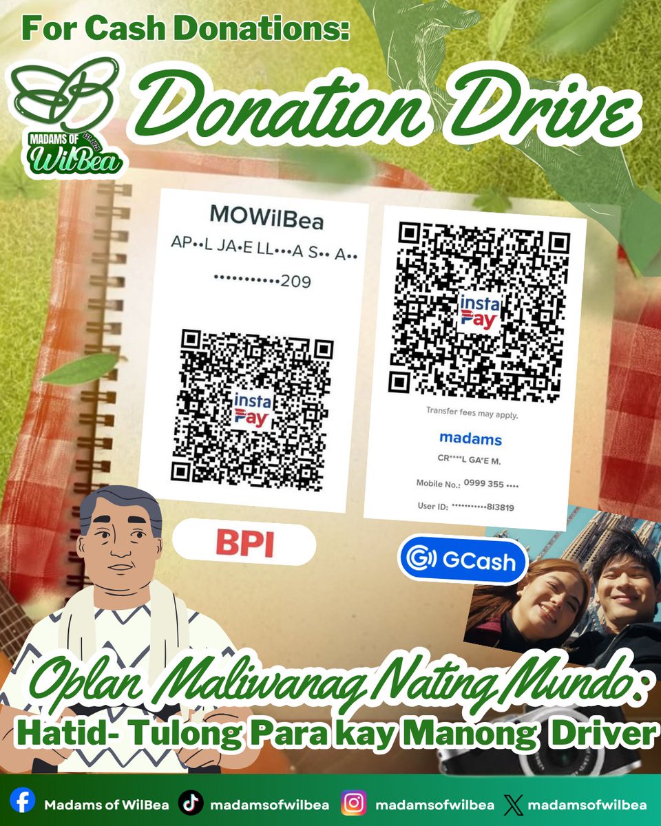 madamsofwilbea's tweet photo. From fandom to action. Stand with us in making our public transport drivers' journey lighter
Join Oplan Maliwanag Nating Mundo. Helping our drivers, one meal at a time.
Accepting donations starting today April 1, 2026.
#OplanMaliwanagNatingMundo
#HatidTulong #ParaKayManongDriver https://t.co/yayKFFkjZa
