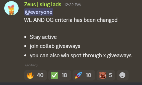 AllystPope's tweet photo. 🚨 Update: WL &amp; OG Criteria Changed

Stay active. Stay consistent.

🎯 Join collab giveaways
🎯 Participate in X giveaways
More chances. More rewards.

Show up or miss out 🔥

#Sluglads #NFT #Web3

https://t.co/XVNShD2P8Z https://t.co/HcepCZ1XKJ
