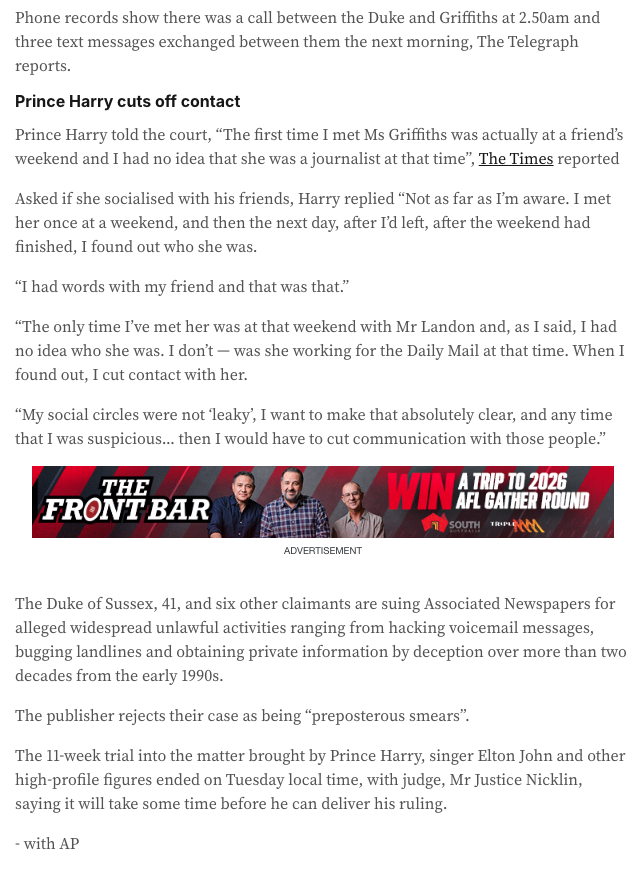 TheOnlyDuchess6's tweet image. The conversations between #PrinceHarry and Charlotte Griffiths

Phone records show there was a call between Harry and Griffiths at 2.50am in June 20212 and three text messages exchanged between them the next morning (after Trooping the Colour event), The Telegraph reports.

The