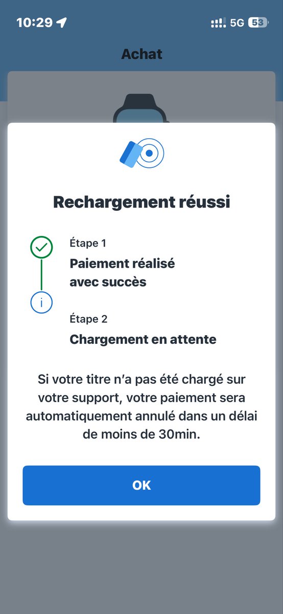 djgege's tweet photo. @IDFmobilites @RATPgroup @Actu_Transilien @TransdevIDF @KeolisIDF @LacroixSavac @vpecresse Dernière étape : malgré l’avertissement d’un problème d’achat. L’achat de ce matin n’est toujours pas remboursé, malgré l’avertissement carte n’est toujours pas chargé : mais l’application me le promet  dans les 30´ en cas d’absence de chargement. @vpecresse #idfmobilite https://t.co/dfMJs5NY7U